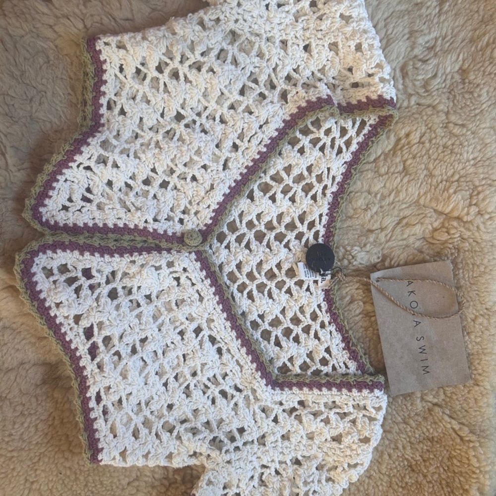 White and Purple Crochet Crop Top